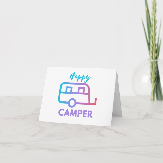Happy Camper Pull Behind Adventure Blank Gruß Karte (Vorderseite)