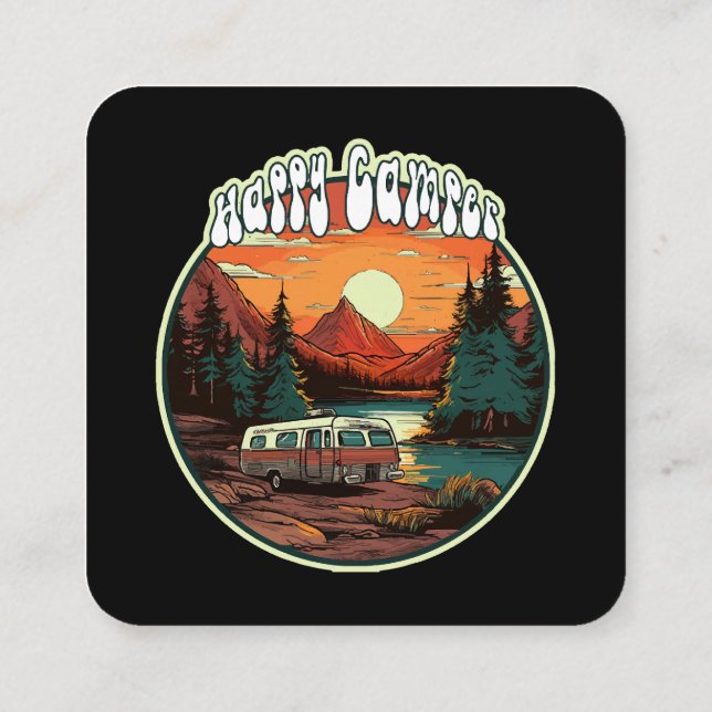 Happy Camper Quadratische Visitenkarte (Rückseite)