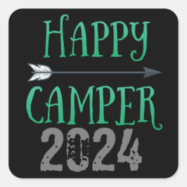 Happy Camper Quadratischer Aufkleber
