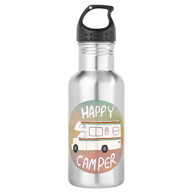 Happy Camper Rainbow RV Sunset Motorhome RV Edelstahlflasche (Vorderseite)