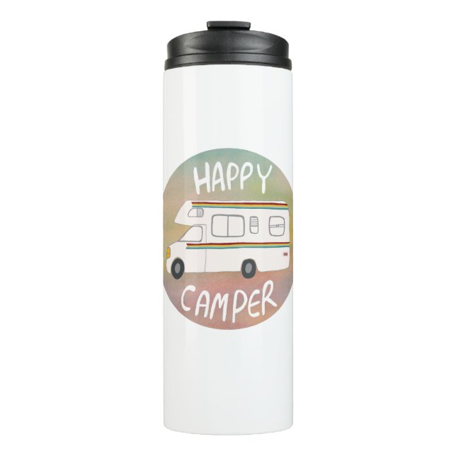 Happy Camper Rainbow RV Sunset Motorhome RV Thermosbecher (Vorderseite)