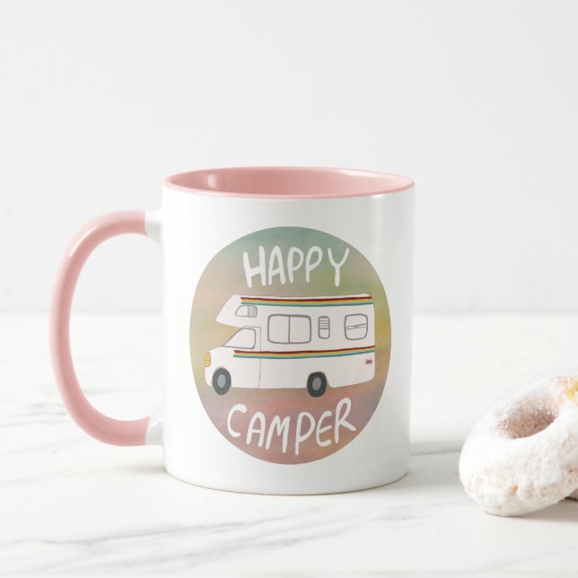 Happy Camper Rainbow Sweet RVing Motorhome Tasse (Mit Donut)