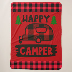 Happy Camper Red Buffalo Plaid Sherpa Blanket