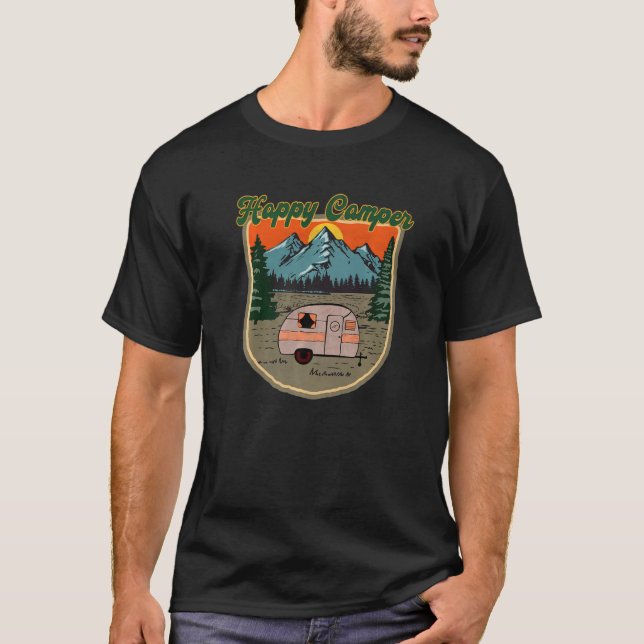 Happy Camper Retro Camp Vater Camping Trai T-Shirt (Vorderseite)