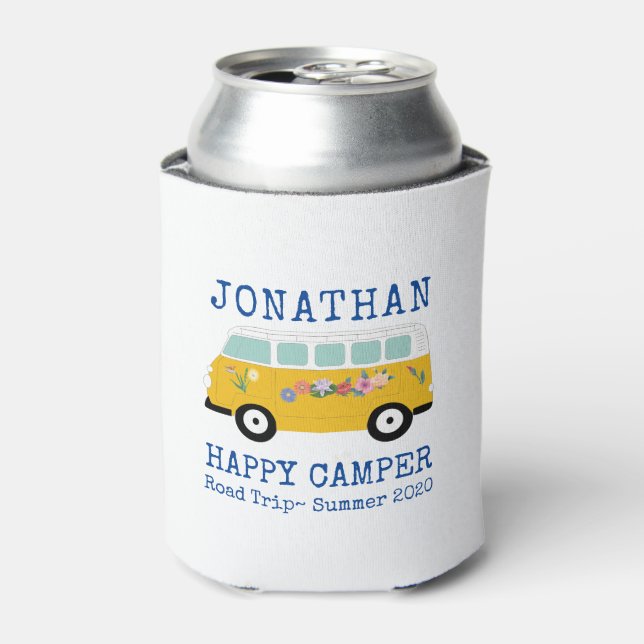 Happy Camper Retro RV Blue Custom Cooler Dosenkühler (Kanne Vorderseite)