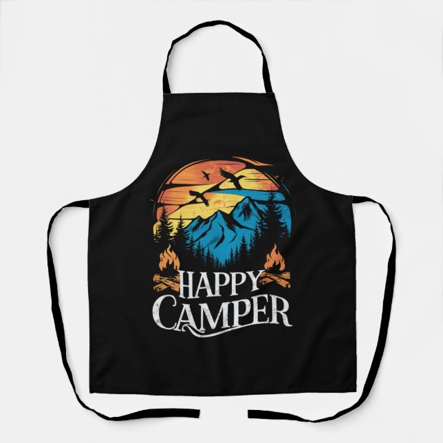 Happy Camper Retro Vintag Matching Camping Crew Schürze (Vorderseite)
