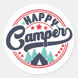 Happy Camper Runder Aufkleber