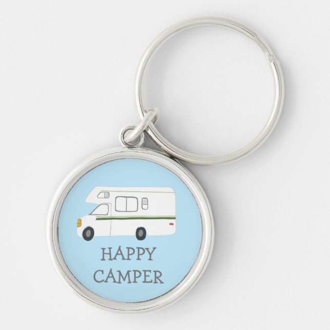HAPPY CAMPER RV Motorhome Camping CUSTOM Schlüsselanhänger (Vorne)