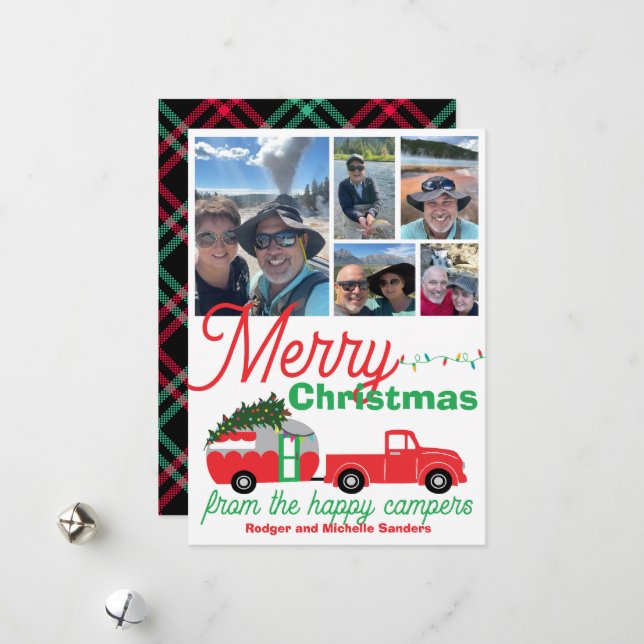Happy Camper RV Travel Trailer Weihnachten Fotos (Vorderseite/Rückseite Beispiel)