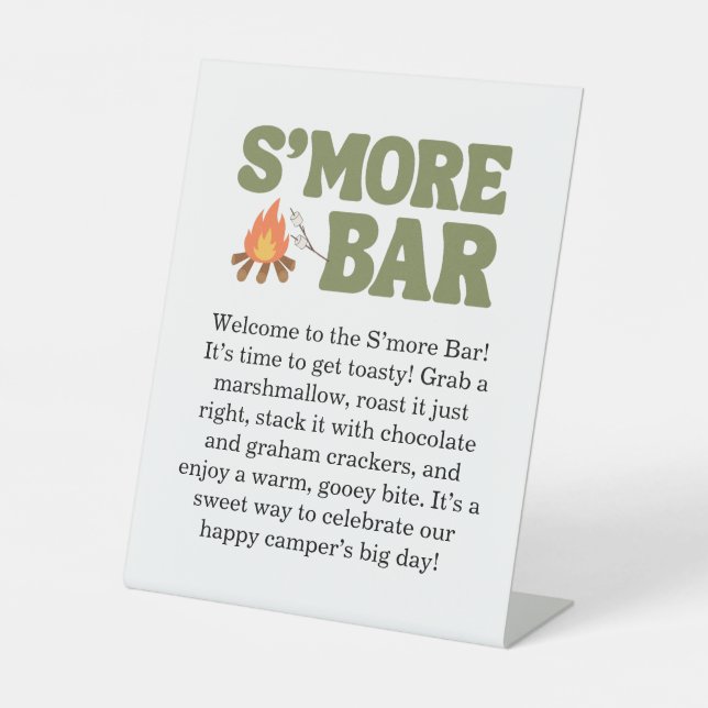 Happy Camper S'more Bar Kids Birthday Sockelschild (Vorderseite)