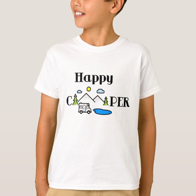 Happy Camper Spaß Natur T-Shirt (Vorderseite)