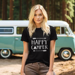 Happy Camper T-Shirt<br><div class="desc">Maßgeschneiderte bedruckte Bekleidung mit trendiger rustikaler "Happy Camper" Anführungsgrafik. Klicken Sie auf Anpassen, um das Design mit Ihrem eigenen Text und Bildern zu personalisieren. Wählen Sie aus einer Vielzahl von Shirt-Stilen und -Farben.</div>