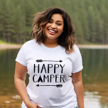 Happy Camper T-Shirt<br><div class="desc">Maßgeschneiderte bedruckte Bekleidung mit trendiger rustikaler "Happy Camper" Anführungsgrafik. Klicken Sie auf Anpassen, um das Design mit Ihrem eigenen Text und Bildern zu personalisieren. Wählen Sie aus einer Vielzahl von Shirt-Stilen und -Farben.</div>