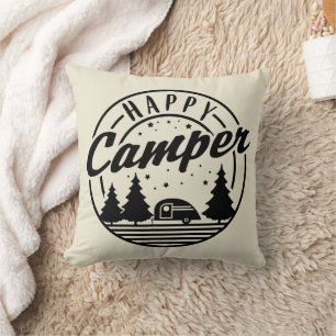 Happy Camper T Shirt Trees Stars und Camp Trailer Kissen