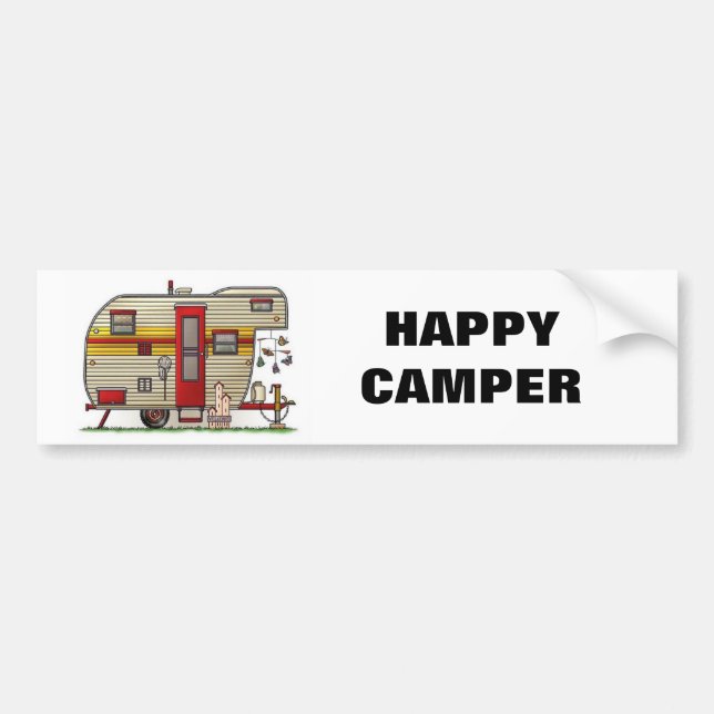 Happy Camper Trailer Autoaufkleber (Vorne)