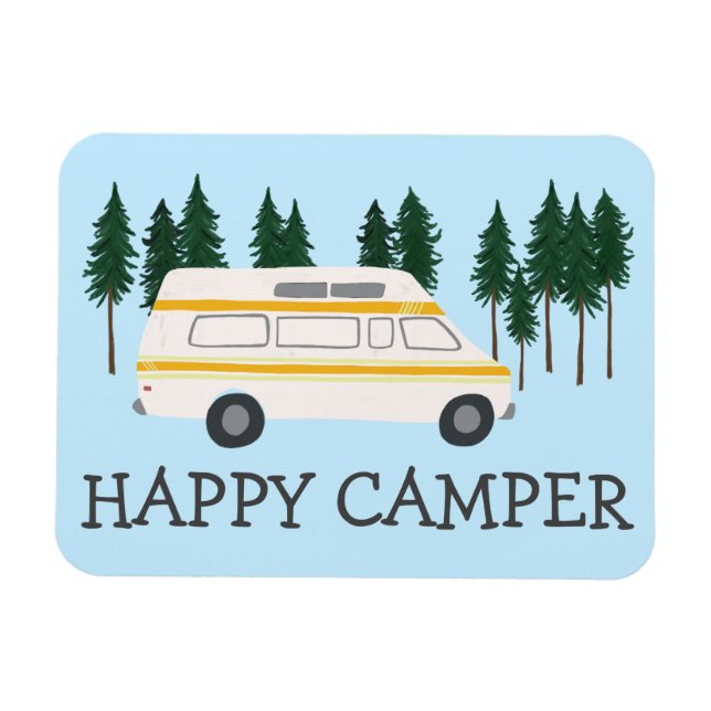 HAPPY CAMPER Vanlife RVing Motorhome Bäume Magnet (Horizontal)