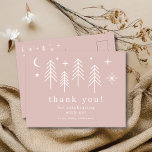 Happy Camper Vielen Dank Postkarte<br><div class="desc">Die wunderschöne "Happy Camper" Babydusche, die perfekt zum Feiern der Ankunft Ihres Kleinen geeignet ist. Dieses charmante Design besticht durch ein skurriles Camping-Thema, das mit einer Illustration von Bäumen, Mond und Sternen abgerundet wird. Ob Sie eine Babydusche im Außenbereich planen oder einfach nur die Ästhetik des Campings Liebe haben, unser...</div>