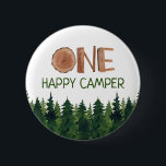 Happy Camper Wasserfarbe Holz Rustikal Button<br><div class="desc">Rustikale Aquarellfarbe ein Happy Camper, anpassbarer Knopf</div>