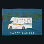 HAPPY CAMPER whimsical Motorhome RVing Forest Geschirrtuch<br><div class="desc">GLÜCKLICH! Ich möchte lieber RVing sein!! Was ist mit dir? Karo dieses süße Retro-Camper-Handtuch und Karo in meinem Shop für mehr passende Artikel wie Hemden, Magnete, Schlüsselanhänger, Kissen, Aufkleber und mehr. Und natürlich auch mehr RV, Campervan, Motorhome und Camping. Passen Sie diese Tasse mit einem Namen, Ihrem eigenen Text oder...</div>