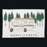 HAPPY CAMPER whimsical Motorhome RVing Forest Geschirrtuch<br><div class="desc">GLÜCKLICH! Ich möchte lieber RVing sein!! Was ist mit dir? Karo dieses süße Retro-Camper-Handtuch und Karo in meinem Shop für mehr passende Artikel wie Hemden, Magnete, Schlüsselanhänger, Kissen, Aufkleber und mehr. Und natürlich auch mehr RV, Campervan, Motorhome und Camping. Passen Sie diese Tasse mit einem Namen, Ihrem eigenen Text oder...</div>