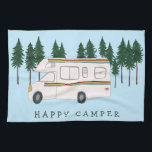 HAPPY CAMPER whimsical Motorhome RVing Forest Geschirrtuch<br><div class="desc">GLÜCKLICH! Ich möchte lieber RVing sein!! Was ist mit dir? Karo dieses süße Retro-Camper-Handtuch und Karo in meinem Shop für mehr passende Artikel wie Hemden, Magnete, Schlüsselanhänger, Kissen, Aufkleber und mehr. Und natürlich auch mehr RV, Campervan, Motorhome und Camping. Passen Sie diese Tasse mit einem Namen, Ihrem eigenen Text oder...</div>
