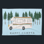 HAPPY CAMPER whimsical Motorhome RVing Forest Geschirrtuch<br><div class="desc">GLÜCKLICH! Ich möchte lieber RVing sein!! Was ist mit dir? Karo dieses süße Retro-Camper-Handtuch und Karo in meinem Shop für mehr passende Artikel wie Hemden, Magnete, Schlüsselanhänger, Kissen, Aufkleber und mehr. Und natürlich auch mehr RV, Campervan, Motorhome und Camping. Passen Sie diese Tasse mit einem Namen, Ihrem eigenen Text oder...</div>