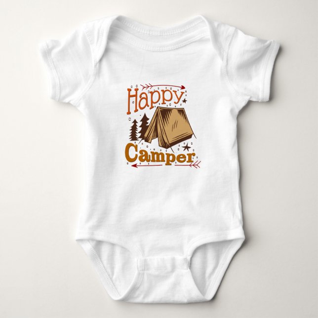 Happy Camper Zelt Trees Pfeile Baby Strampler (Vorderseite)