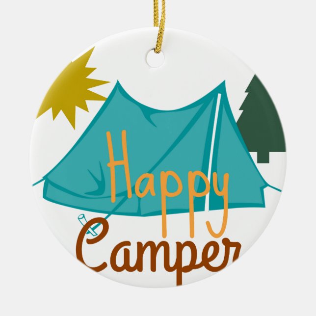 Happy Camper Zent Outdoor Keramik Ornament (Vorne)