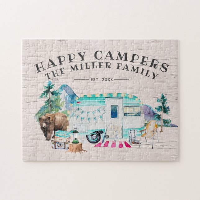 Happy Campers | Camping Familienname (Horizontal)