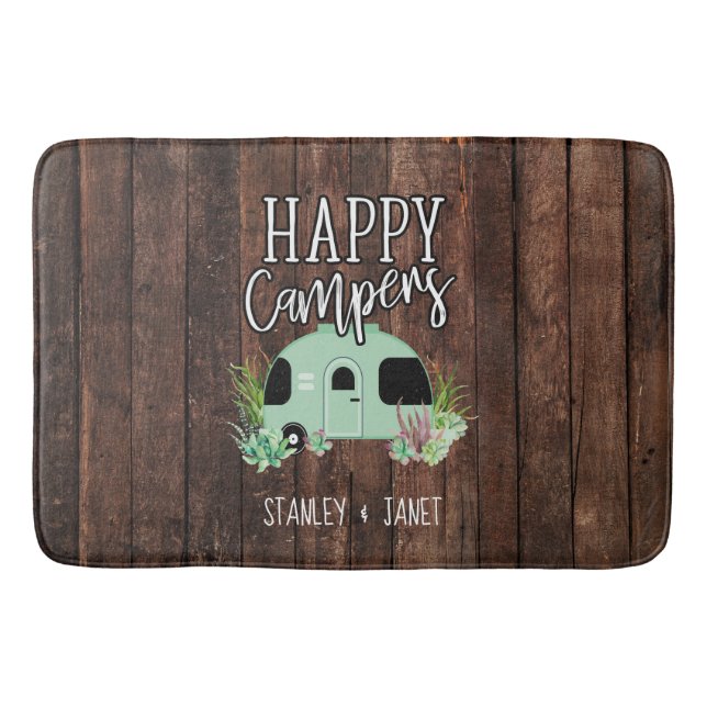 Happy Campers, Camping, RV, Motorhome, Trailer Badematte (Vorderseite)