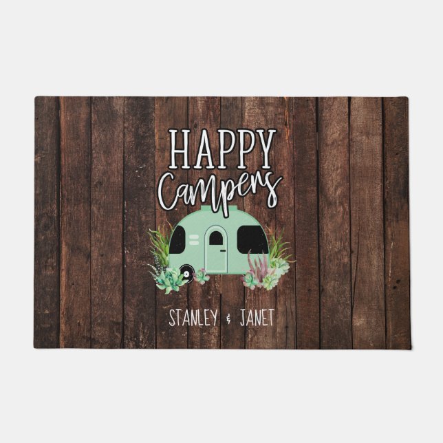 Happy Campers, Camping, RV, Motorhome, Trailer Fußmatte (Vorderseite)