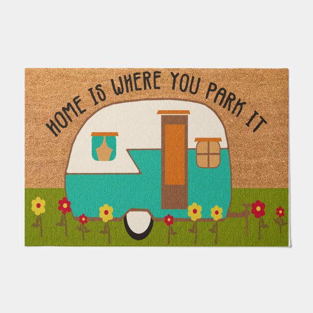 Happy Campers Doormat, Camping Lover Geschenk Fußmatte (Vorderseite)