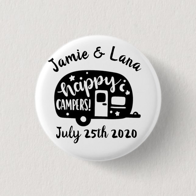 Happy Campers individualisierbares Design Button (Vorderseite)