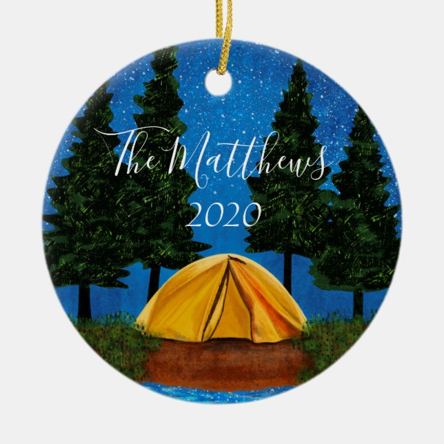 Happy Campers Personalisierte Familienverzierung Keramik Ornament (Vorne)
