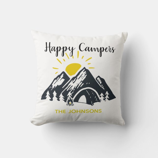 Happy Campers personalisiertes Custom Camping RVin Kissen (Vorderseite)