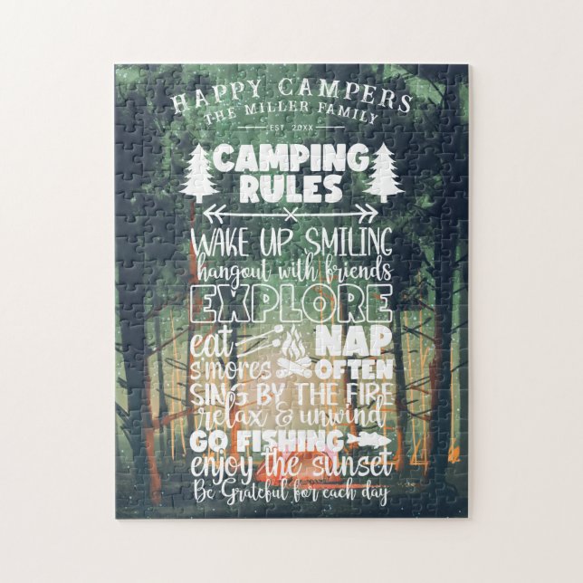 Happy Campers | Regeln für das Camping Familiennam (Vertikal)