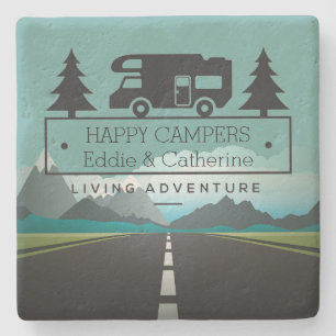 Happy Campers Retirement RV Camping Travel Steinuntersetzer