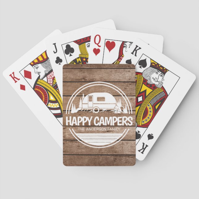 Happy Campers Rustic Wood Camping Spielkarten (Rückseite)