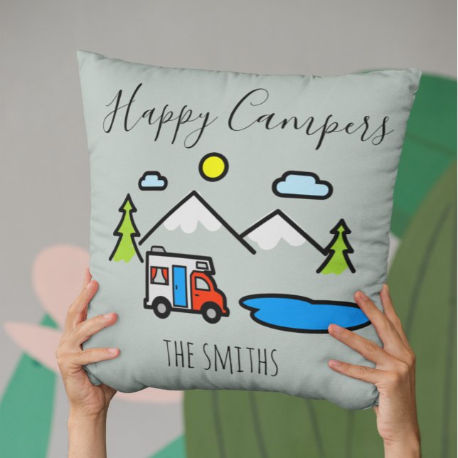 Happy Campers RV Personalize Camping Mountains Kissen (Von Creator hochgeladen)