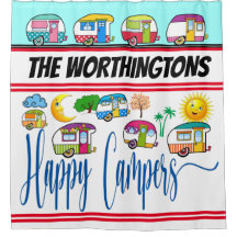HAPPY CAMPERS SHOWER CURTAIN