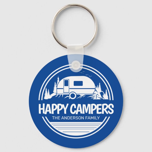 Happy Campers Vintag Camping Schlüsselanhänger (Vorderseite)