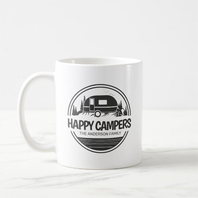 Happy Campers Vintages Camping Kaffeetasse (Links)