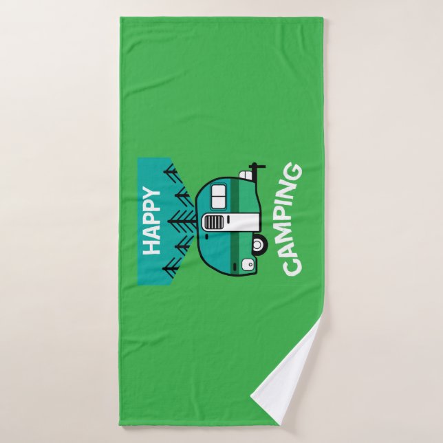 Happy Campers | Wohnwagen | Camper Throw Pillow Mu Badehandtuch (Badehandtuch)