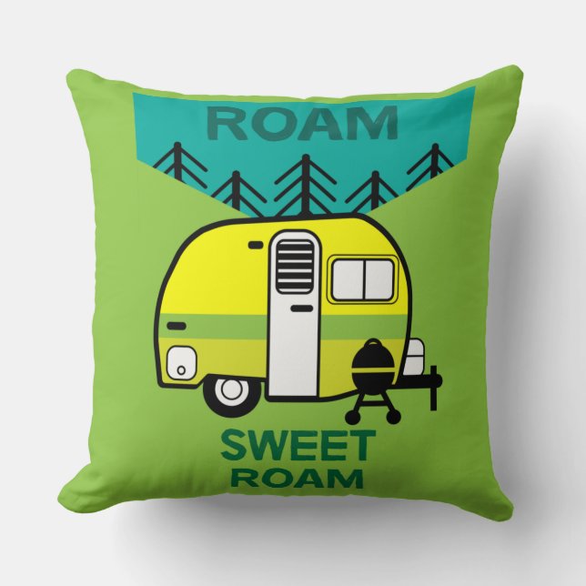 Happy Campers | Wohnwagen | Camper Throw Pillow Mu Kissen (Vorderseite)