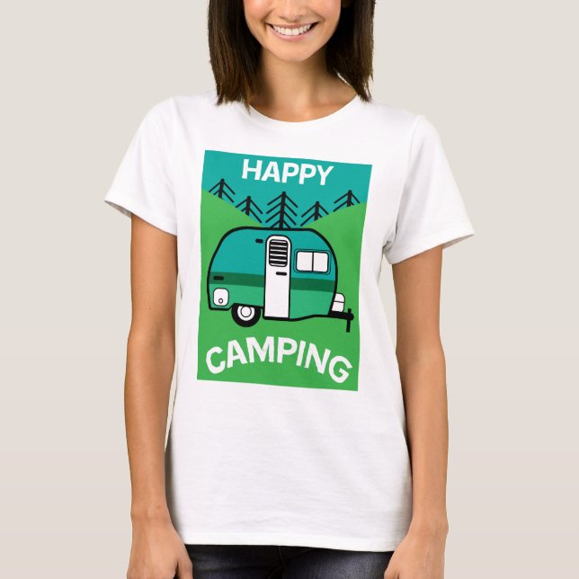 Happy Campers | Wohnwagen | Camper Throw Pillow Mu T-Shirt (Vorderseite)