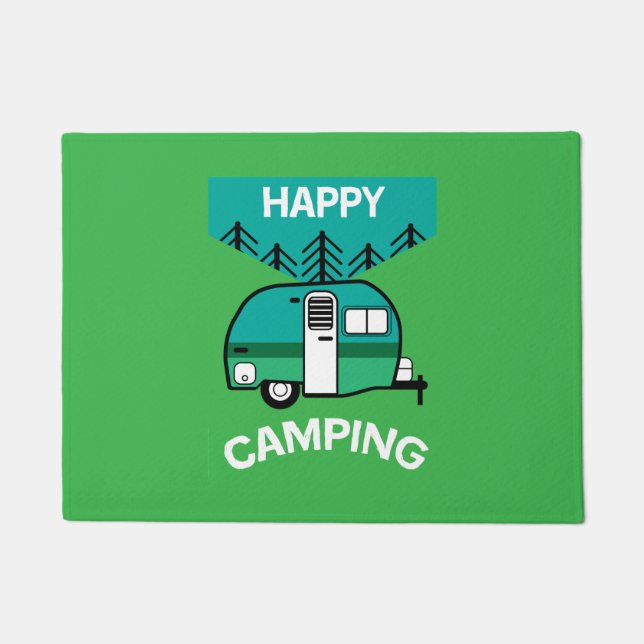 Happy Campers | Wohnwagen | Kampferwirbel Fußmatte (Vorderseite)