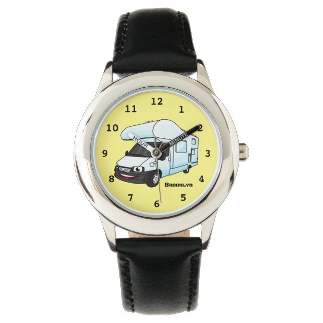 Happy campervan Cartoon Illustration Armbanduhr (Vorderseite)
