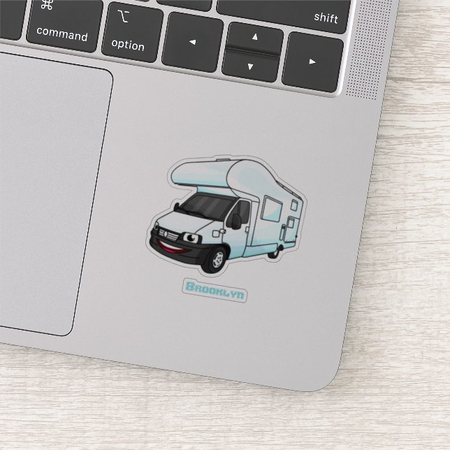 Happy campervan Cartoon Illustration Aufkleber (Ausschnitt)