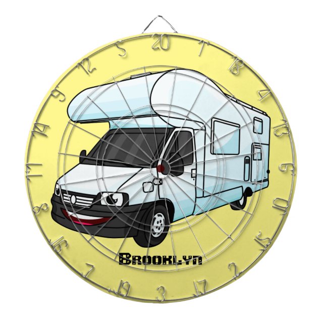 Happy campervan Cartoon Illustration Dartscheibe (vorne)