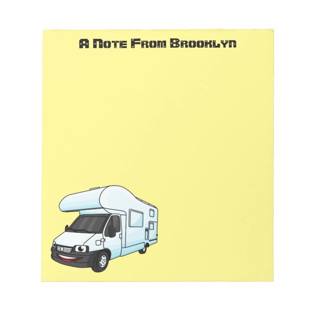 Happy campervan Cartoon Illustration Notizblock (Vorderseite)